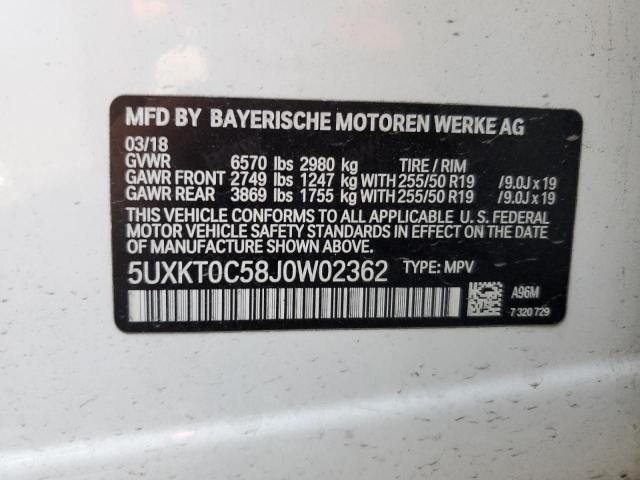 VIN 5UXKT0C58J0W02362 2018 BMW X5, Xdr40E no.12