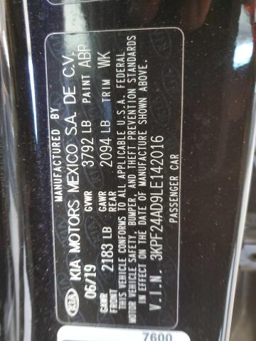 3KPF24AD9LE142016 KIA FORTE FE