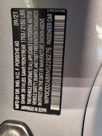 2022 PORSCHE BOXSTER GT WP0CD2A88NS228275
