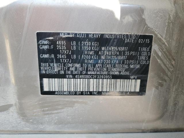 4S4BSBDC2F3293955 Subaru Outback 2.5i Premium