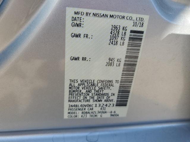 2019 NISSAN ALTIMA SV - 1N4BL4DV0KC132423