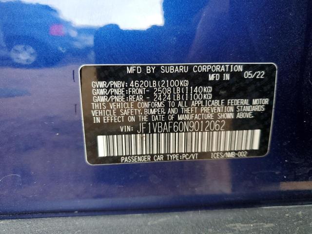  SUBARU WRX 2022 Синій