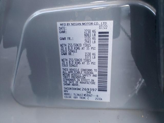 5N1DR3DK6NC269397 Nissan Pathfinder Platinum
