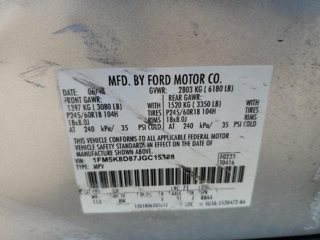 1FM5K8D87JGC15328 Ford EXPLORER XLT