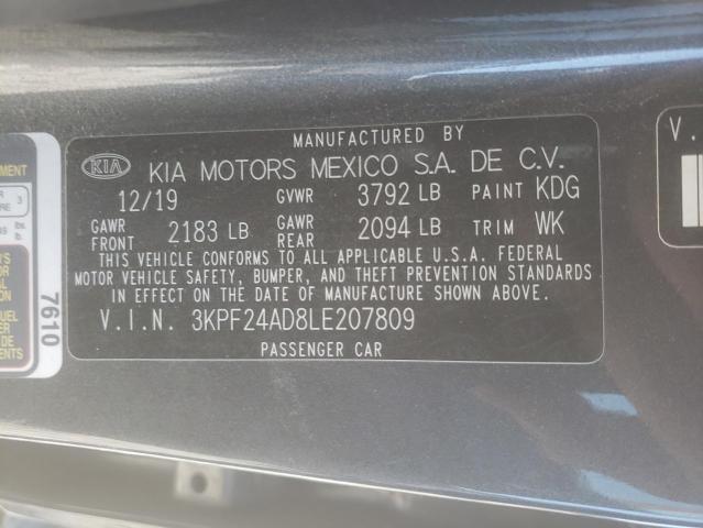 3KPF24AD8LE207809 KIA FORTE FE