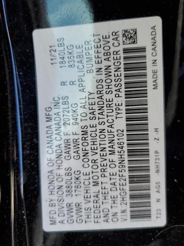 2HGFE2F59NH546102 Honda Civic Sport
