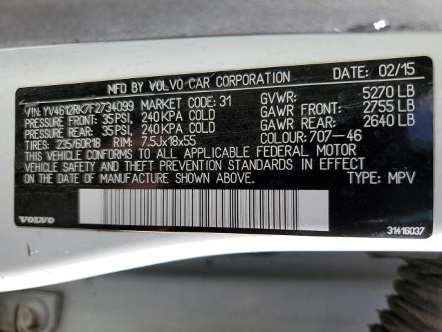 YV4612RK7F2734099 Volvo Xc60 T5 Premier