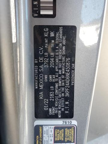 3KPF24AD6NE450876 KIA FORTE FE