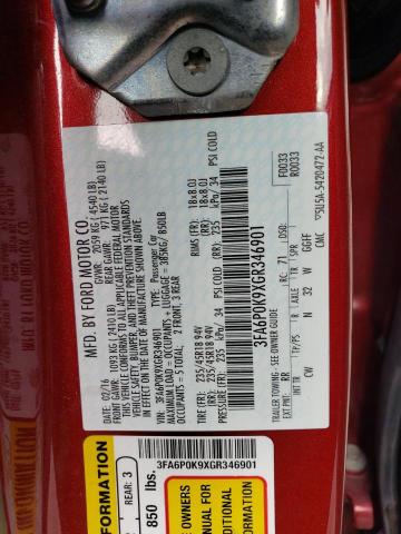 3FA6P0K9XGR346901 Ford Fusion Titanium