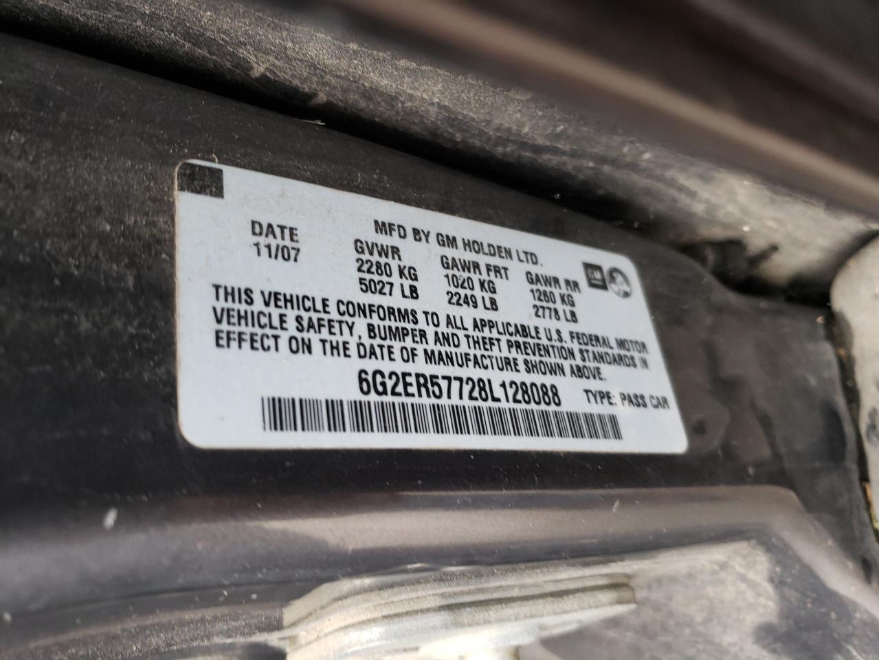 6G2ER57728L128088 2008 Pontiac G8