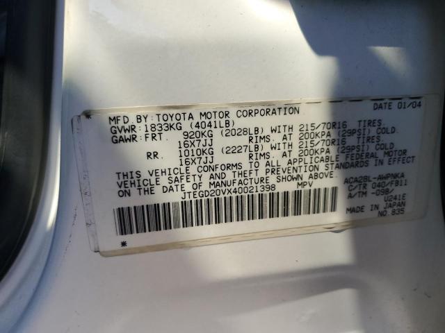 2004 Toyota Rav4 VIN: JTEGD20VX40021398 Lot: 41311024