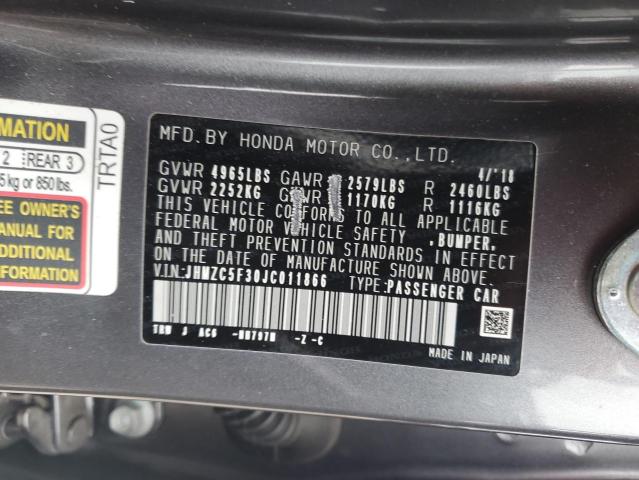 2018 HONDA CLARITY TO - JHMZC5F30JC011866