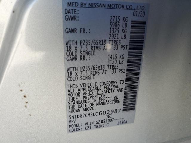 5N1DR2CM3LC602987 Nissan Pathfinder Sl