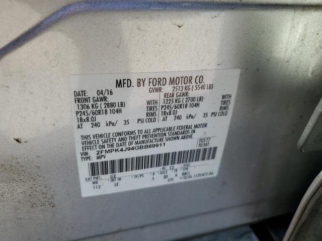 2FMPK4J94GBB69911 2016 FORD EDGE, photo no. 12