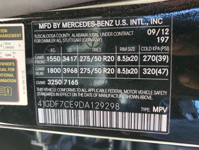 VIN 4JGDF7CE9DA129298 2013 Mercedes-Benz GL-Class, ... no.12