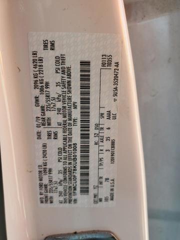 1FMCU0F78KUB01008 Ford ESCAPE S