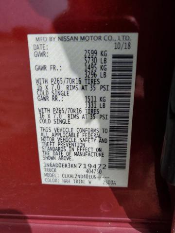1N6AD0ER3KN719472 Nissan FRONTIER S
