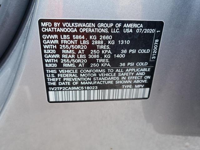  VOLKSWAGEN ATLAS 2021 Сріблястий