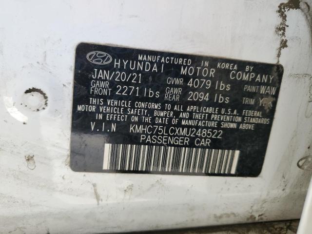 VIN KMHC75LCXMU248522 2021 Hyundai Ioniq, SE no.13