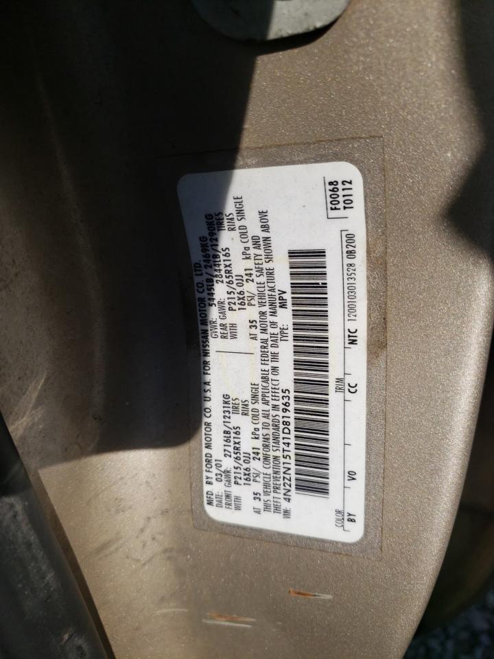 4N2ZN15T41D819635 2001 Nissan Quest Gxe