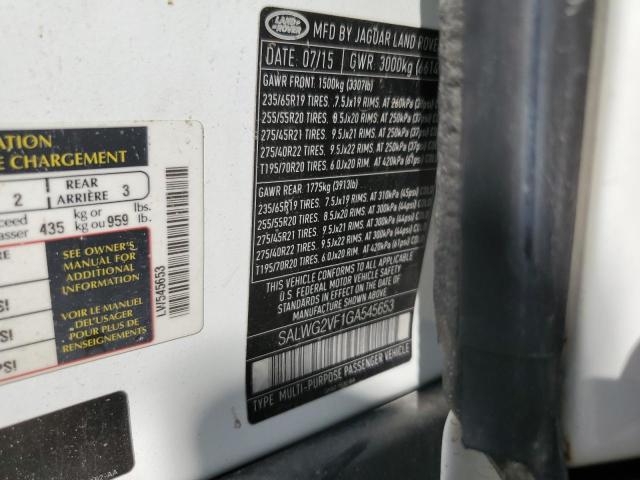 SALWG2VF1GA545653 Land Rover Range Rover Sport Se