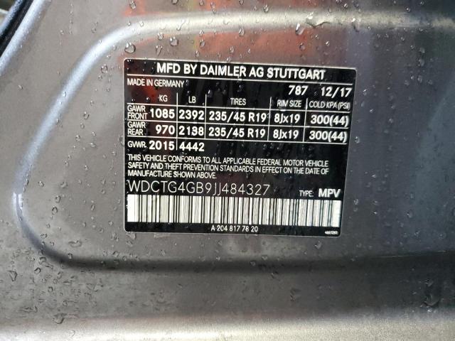 WDCTG4GB9JJ484327 Mercedes-Benz Gla 250 4matic