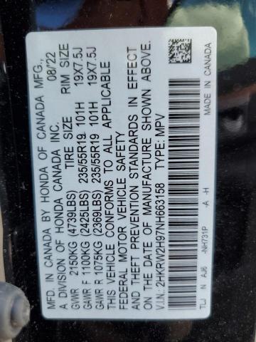 2HKRW2H97NH663158 Honda Cr-v Touring