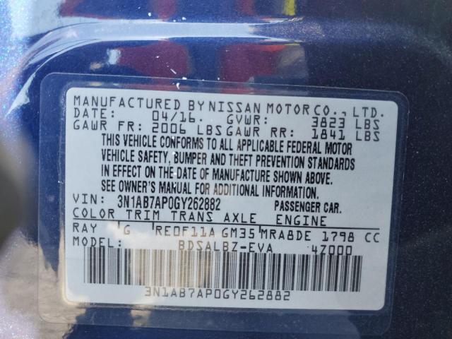 2016 NISSAN SENTRA S - 3N1AB7AP0GY262882