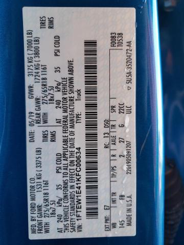1FTEW1E41KFC00634 Ford F150 Supercrew