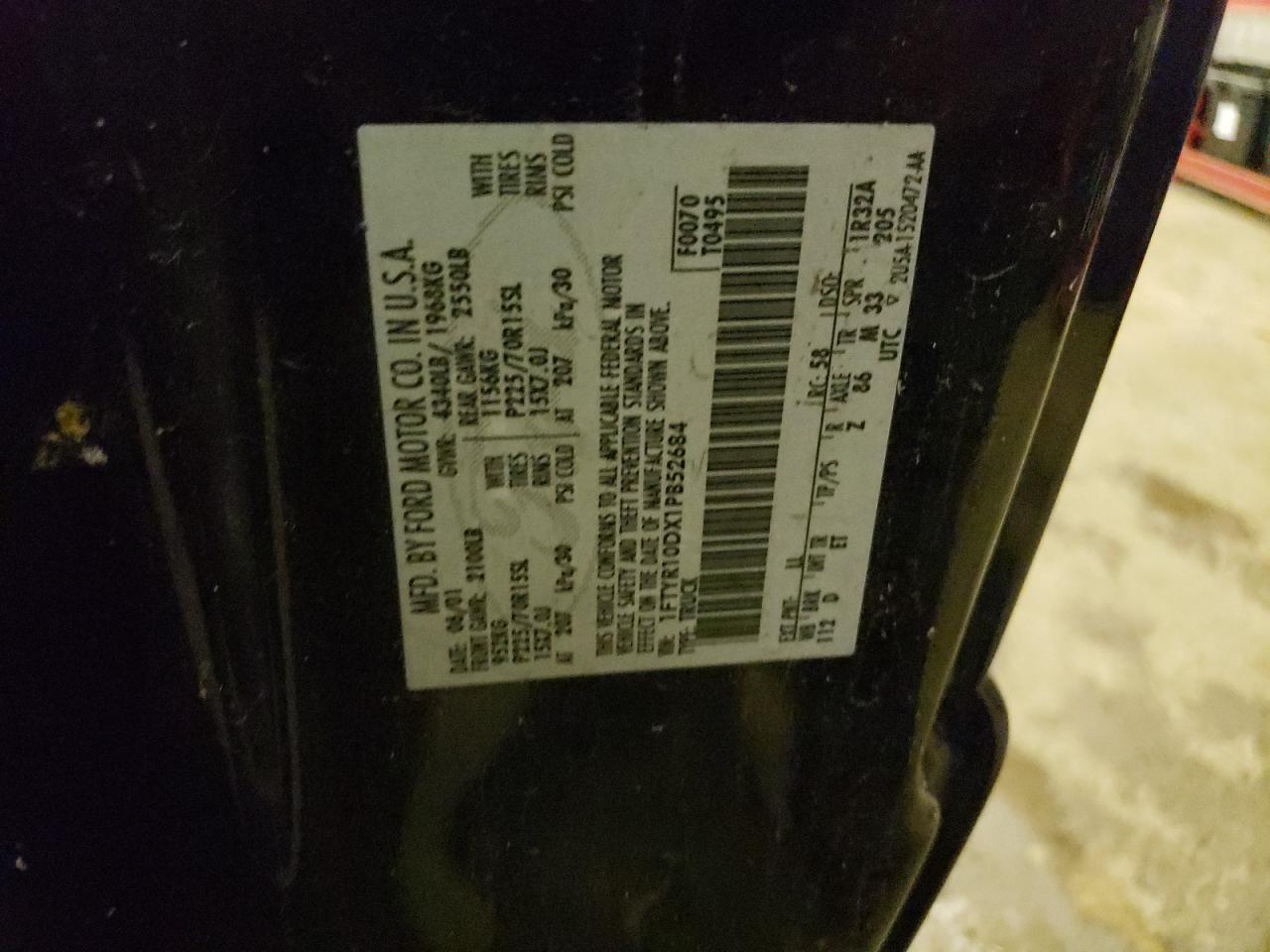 1FTYR10DX1PB52684 2001 Ford Ranger