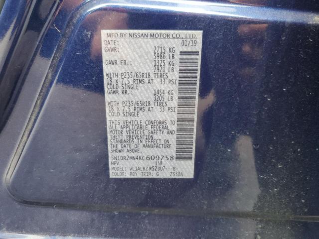 5N1DR2MN4KC609758 Nissan Pathfinder S