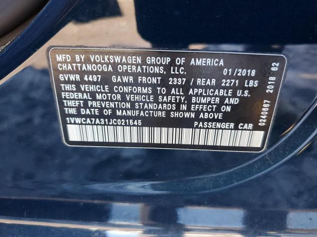 2018 VOLKSWAGEN PASSAT SEL - 1VWCA7A31JC021545