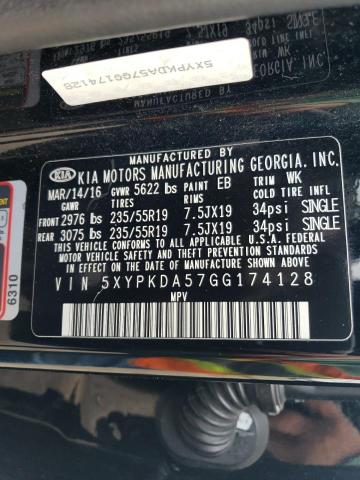 5XYPKDA57GG174128 KIA SORENTO SX