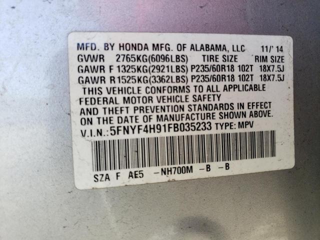 5FNYF4H91FB035233 Honda Pilot Touring