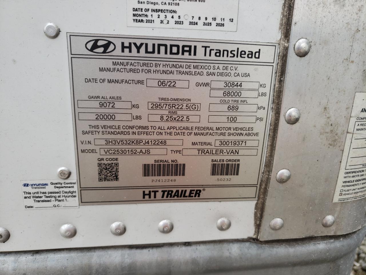 3H3V532K8PJ412248 2023 Hyundai Trailer