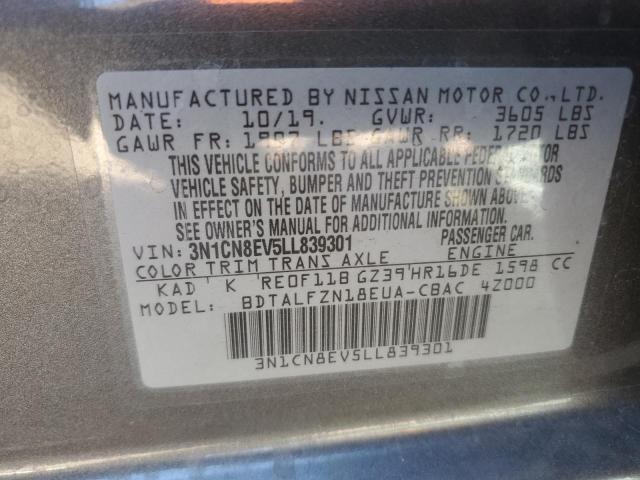 3N1CN8EV5LL839301 | 2020 NISSAN VERSA SV