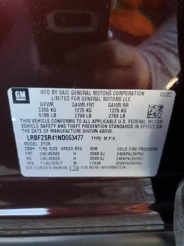 LRBFZSR41ND063477 Buick Envision Avenir
