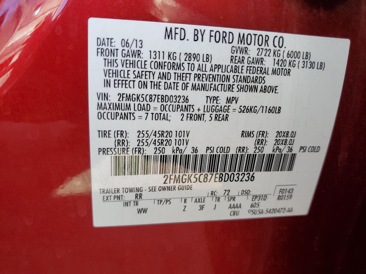 Lot #2206949115 2014 FORD FLEX SEL