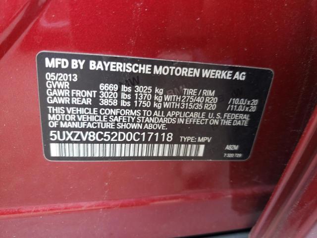 VIN 5UXZV8C52D0C17118 2013 BMW X5, Xdrive50I no.12