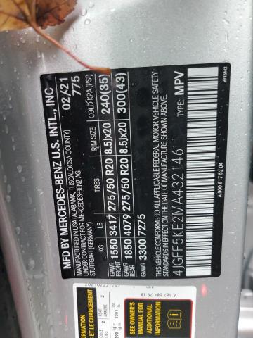 4JGFF5KE2MA432146 Mercedes-Benz Gls 450 4matic