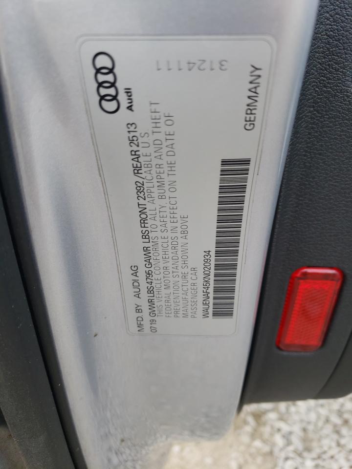 WAUENAF45KN020934 2019 Audi A4 Premium Plus