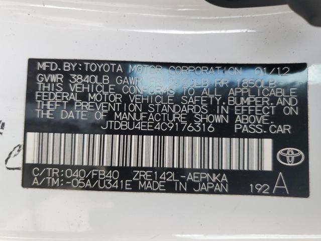 JTDBU4EE4C9176316 2012 Toyota Corolla Base