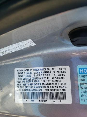 2011 Honda Cr-Z Ex VIN: JHMZF1D63BS004527 Lot: 73300253