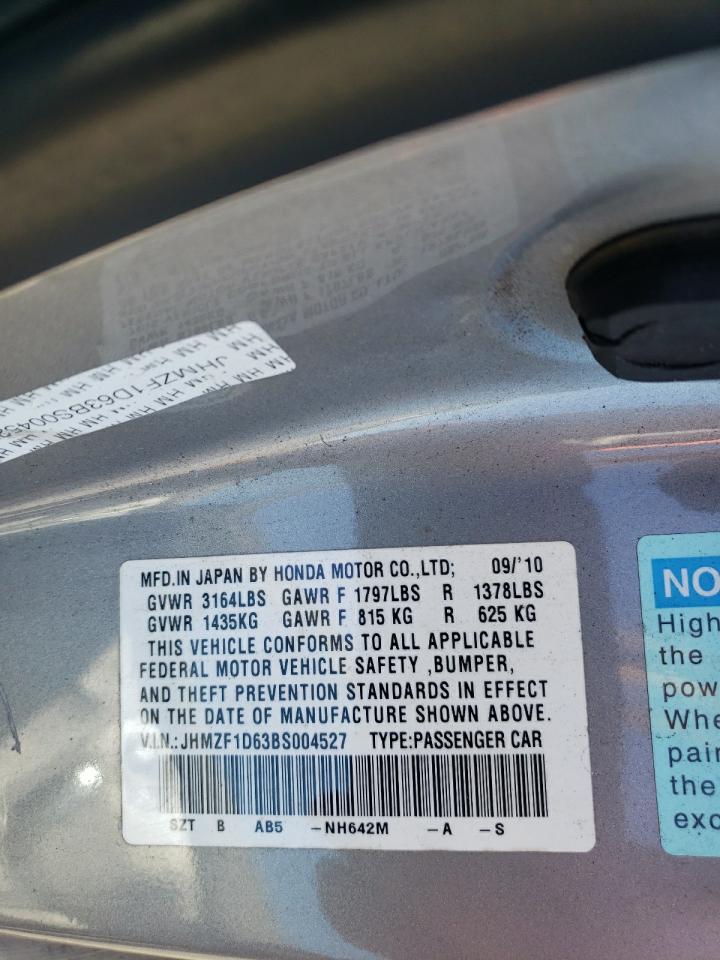 JHMZF1D63BS004527 2011 Honda Cr-Z Ex