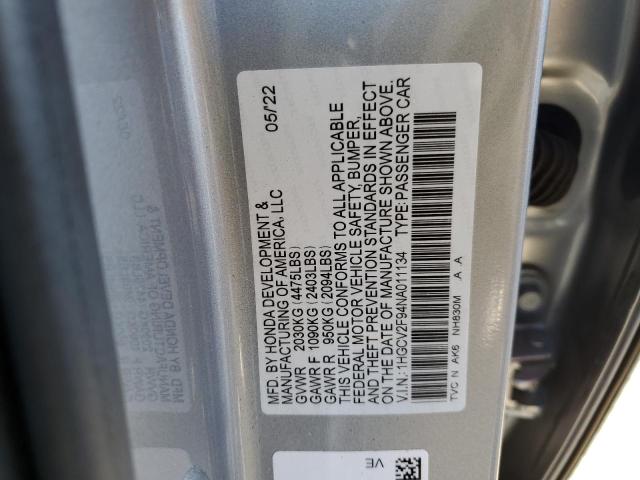 1HGCV2F94NA011134 Honda Accord Touring