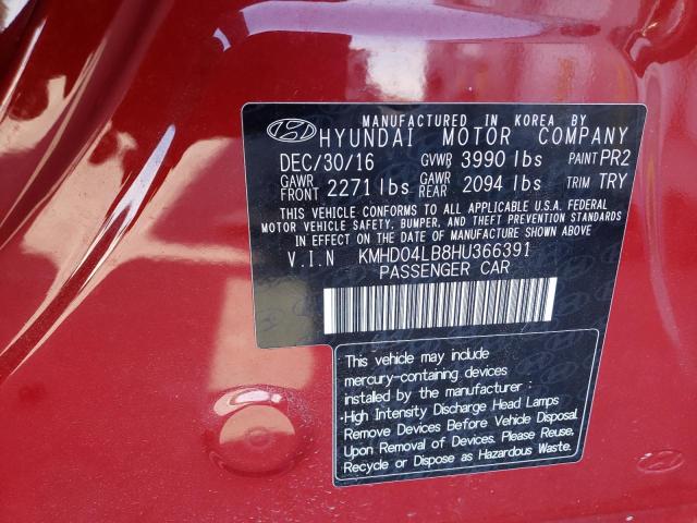 KMHD04LB8HU366391 Hyundai Elantra Sport