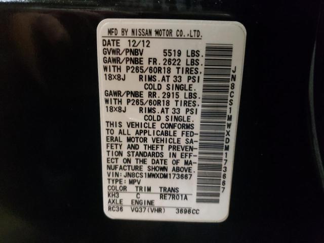 2013 Infiniti Fx37 VIN: JN8CS1MWXDM173667 Lot: 72685963