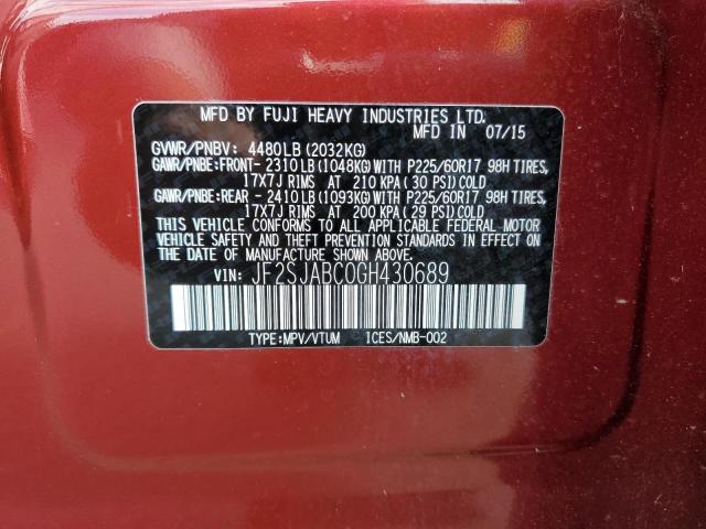 JF2SJABC0GH430689 Subaru Forester 2.5i