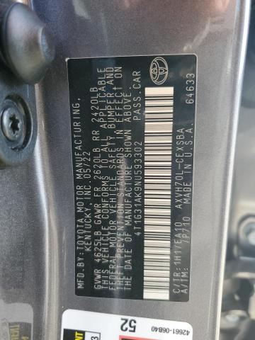 2022 TOYOTA CAMRY NIGH - 4T1G31AK9NU593302