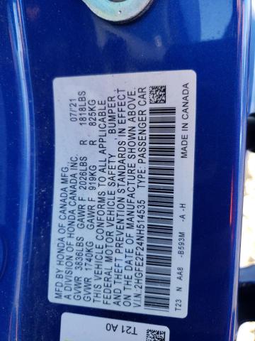 2HGFE2F24NH514535 Honda Civic Lx